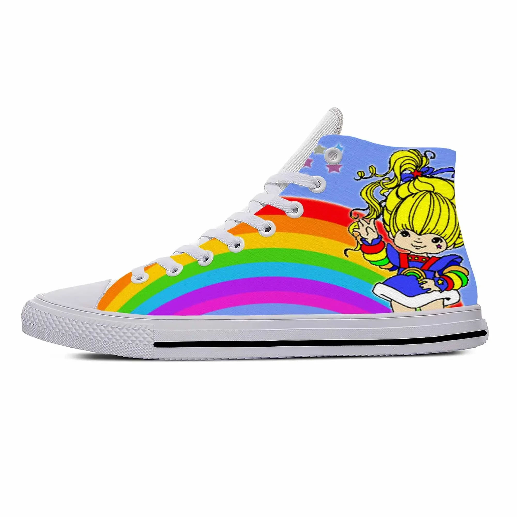 Brite Anime Cartoon Manga Comic Sneakers pour hommes et femmes, arc-en-ciel, mode décontractée, grill, haut, léger, respirant, impression 3D, chaussures