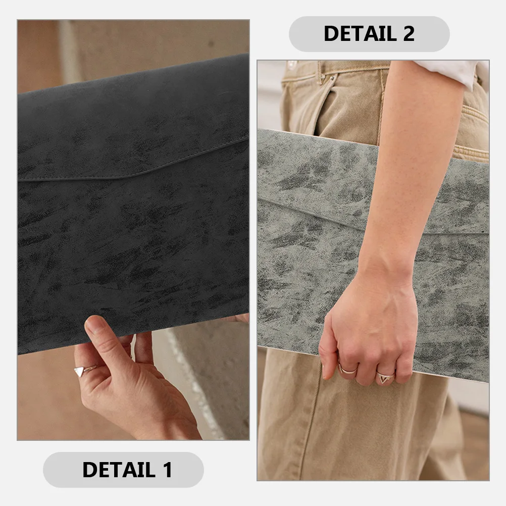 

2pcs Faux Document Holder File Bag Imitation Bill Organizer Button Design Portable Files Storage Pouch For