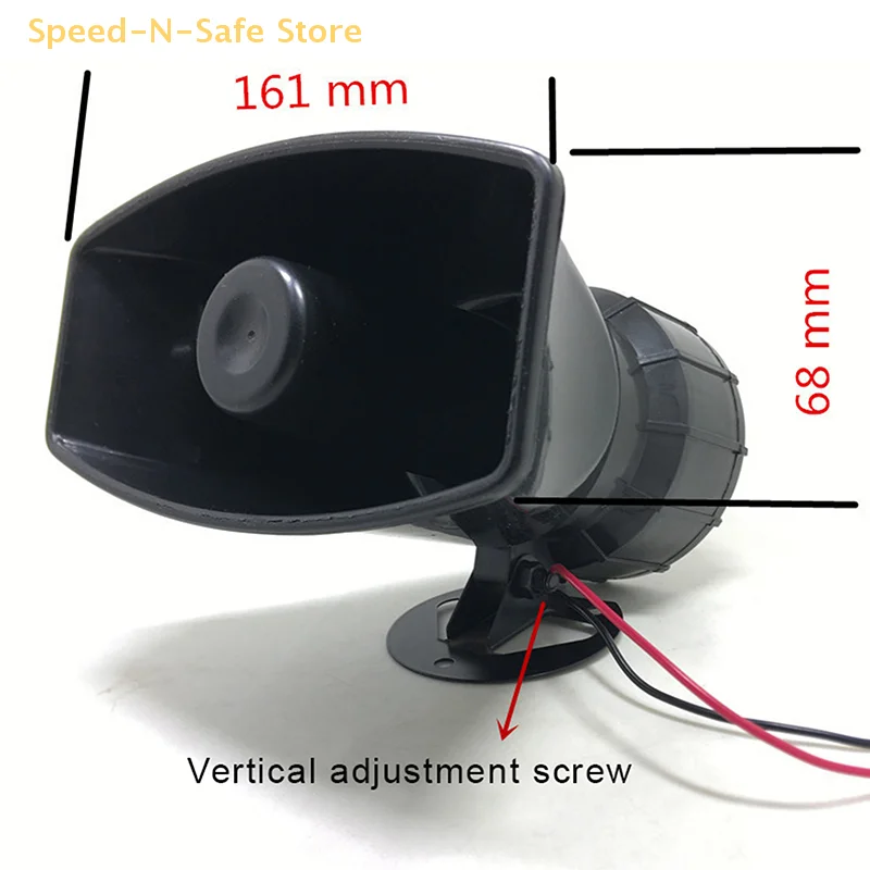 12V 100W 125dB Car Electronic Alarm Horn – 7 Warning Sounds, Compatible With Motorcycle, Fire, Ambulance Sirens, Includes Mic