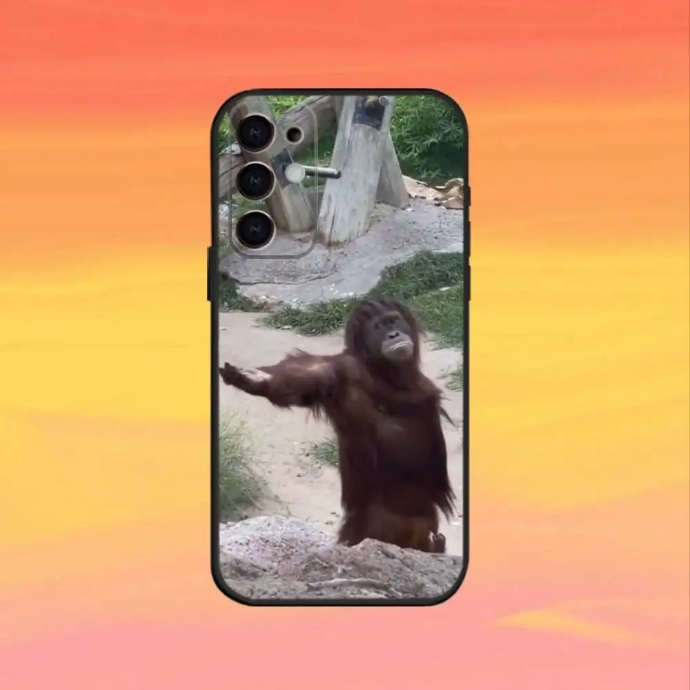 Funda de teléfono con mono divertido y bonito para Samsung S25,S24,S21,S22,S23,S30,Ultra,S20,Plus,Fe,Note,10,9,5G, funda negra