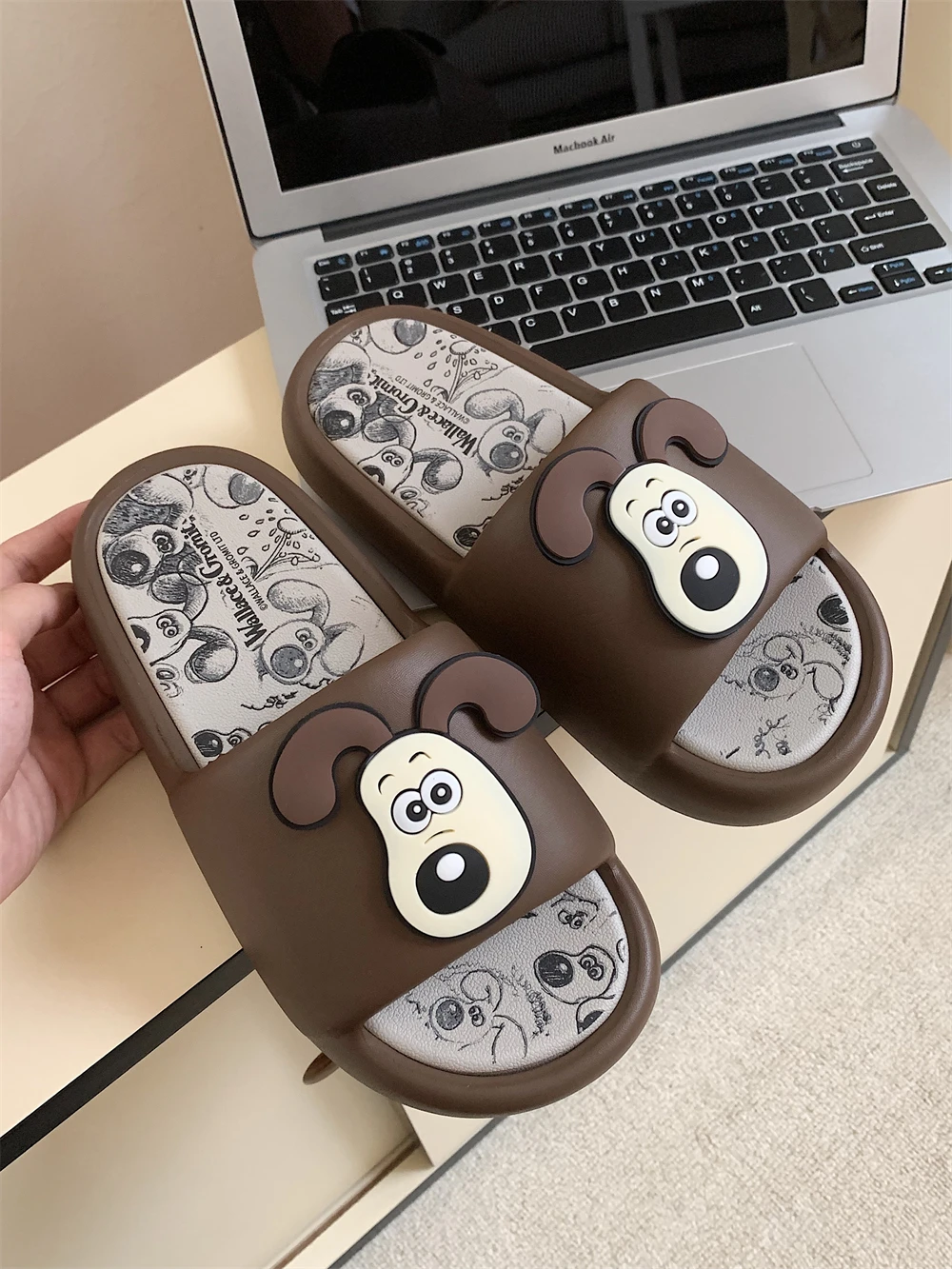 

Man Women Slippers Cute Dog Sandals For Men And Women Summer Couples Household Anti Slip Soft Sole Bathroom Home Slipper