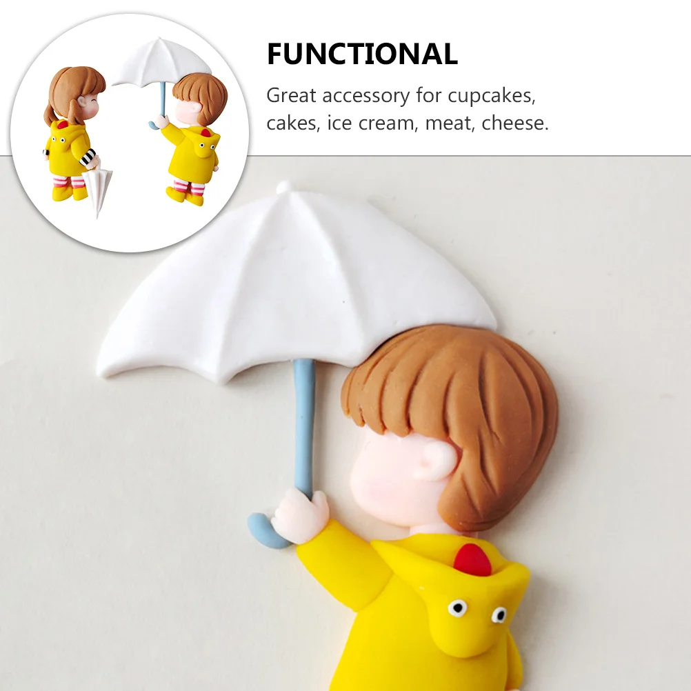 

2pcs Premium Polymer Clay Cake Toppers Lovers Design Dessert Topper For Valentine Birthday Wedding Party Baking Decor Cake