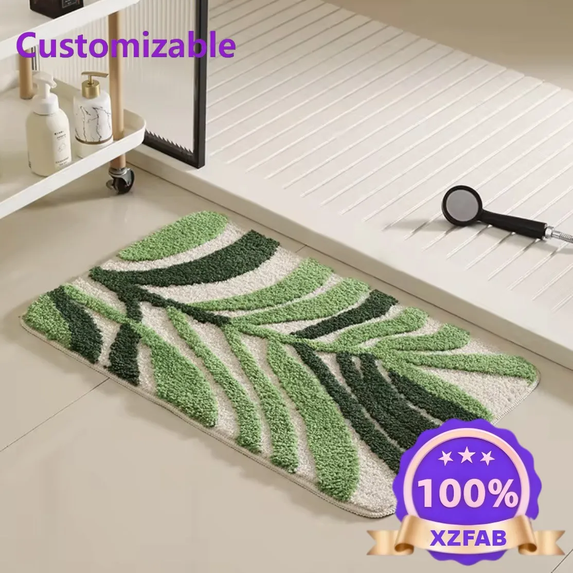 Factory Direct 2026 Cross-Border Bathroom Mat Flocked Tufted Carpet Thickened Water-Absorbent TPR Backing Non-Slip Machine