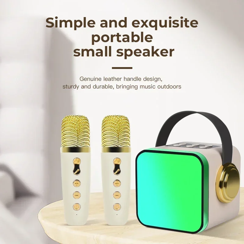 Mini portátil ao ar livre karaoke bluetooth speaker, cartão de microfone sem fio, subwoofer, alto volume, presente das crianças