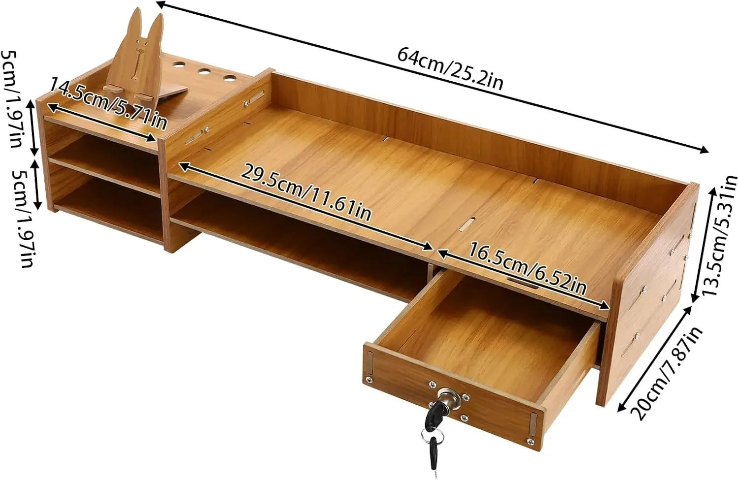 

NEW Computer Monitor Stand, Tabletop Computer Rack with Lockable Drawer, Wood Monitor Stand, Suitable for Study, Office,and Desk