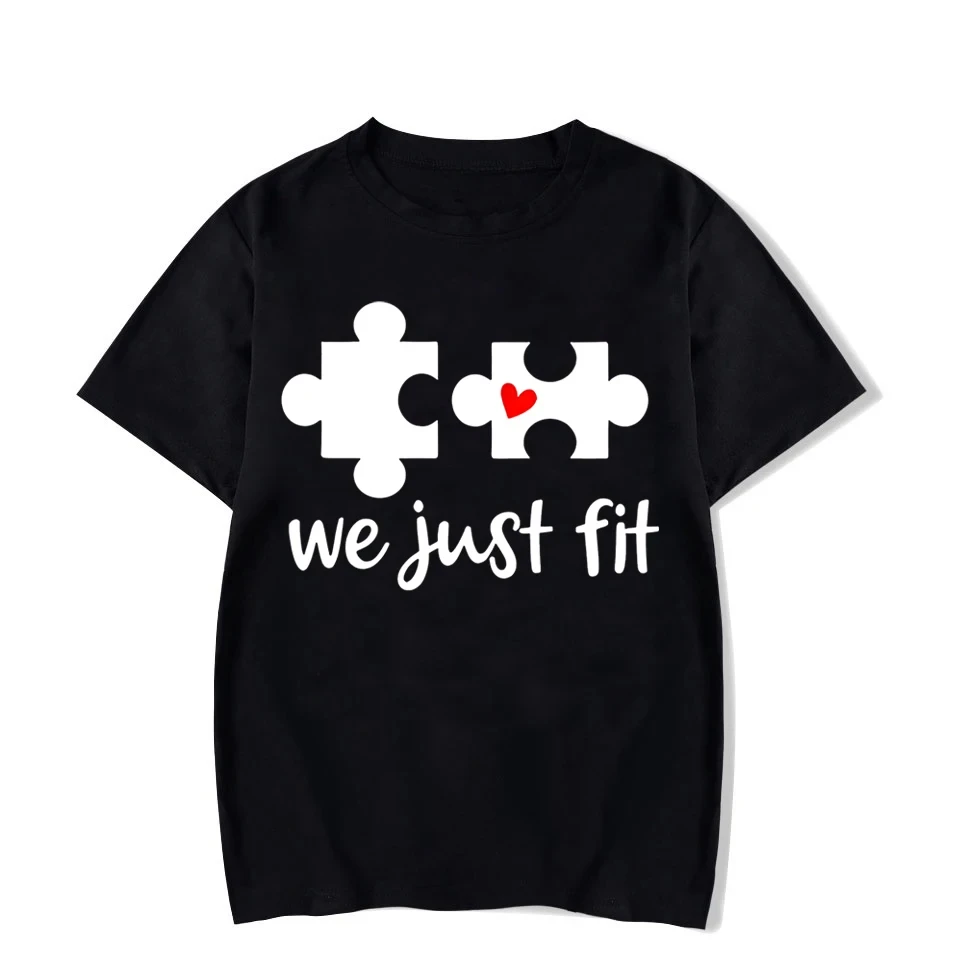 Streetwear Liebe Puzzle Liebhaber Hemd Männer Frauen Paar T-Shirt T-Shirt Wir passen nur drucken Sommer Paar T-Shirt kurze Ärmel T-Shirts