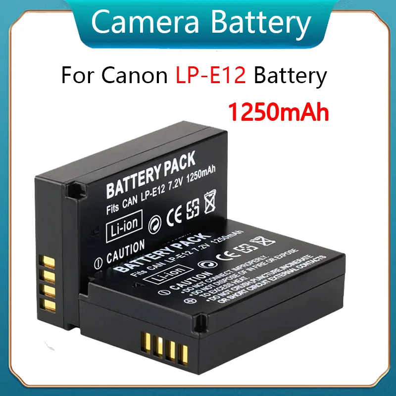 1250mAh Camera Battery  LPE12 LP-E12 LP E12 for Canon Rebel SL1 100D Kiss X7 EOS-M EOS M M2 EOS M10 M50 M100 Digital Batteries