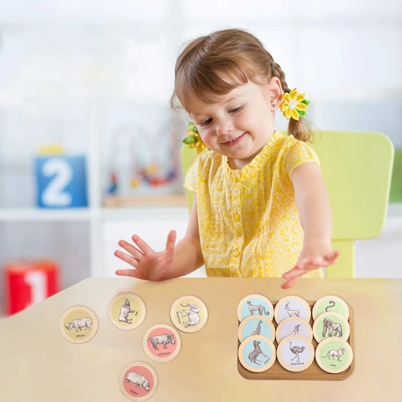 Bé Bằng Gỗ Chip Nhiều Màu Sắc Thẻ Tròn Phương Pháp Giáo Dục Montessori Học Bộ Đồ Chơi Động Vật Cho Trẻ Em Cha Mẹ-Con Tương Tác Trò Chơi Xếp Hình