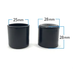 10pcs Black Chair Table Feet 25mm Stick Pipe Post Non-Slip Tube End Cover Cap Floor Protector Pad Plastic Hole Plugs and Inserts