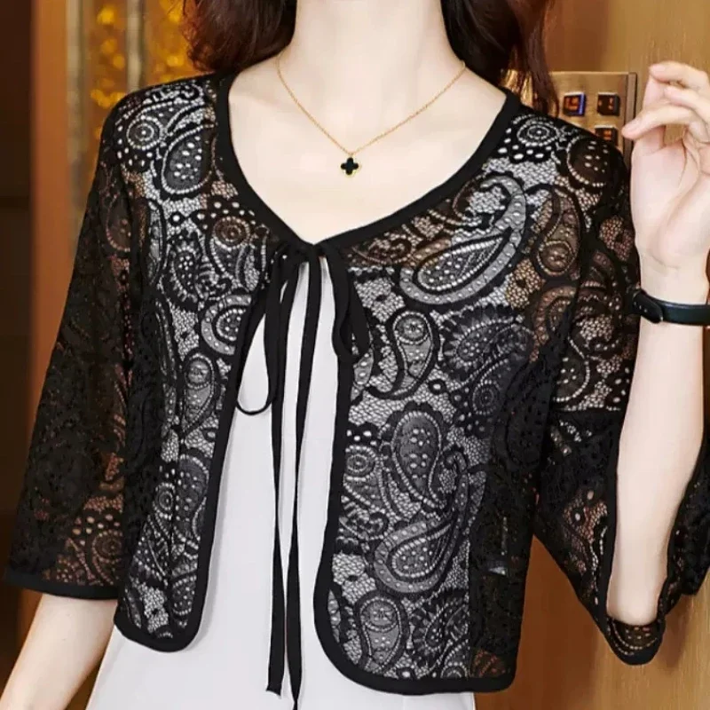 With Suspender Skirt Lace Cloak Thin Summer Exterior Shawl Versatile Short-sleeved Women's Style
