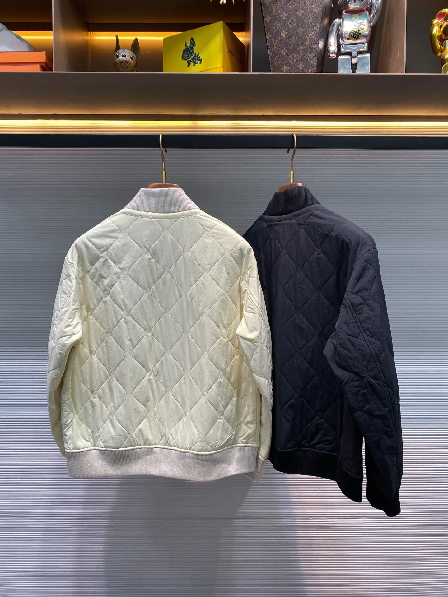 Italian fashion stand-up collar classic wavy quilted zipper cotton jacket