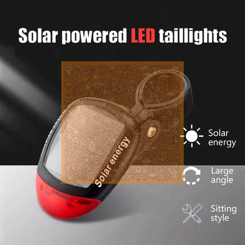Tail Light Bike Light Cycling Safety Solar Tail Light Rechargeable USB Led Bicycle Accessories Warning Light Rear Light
