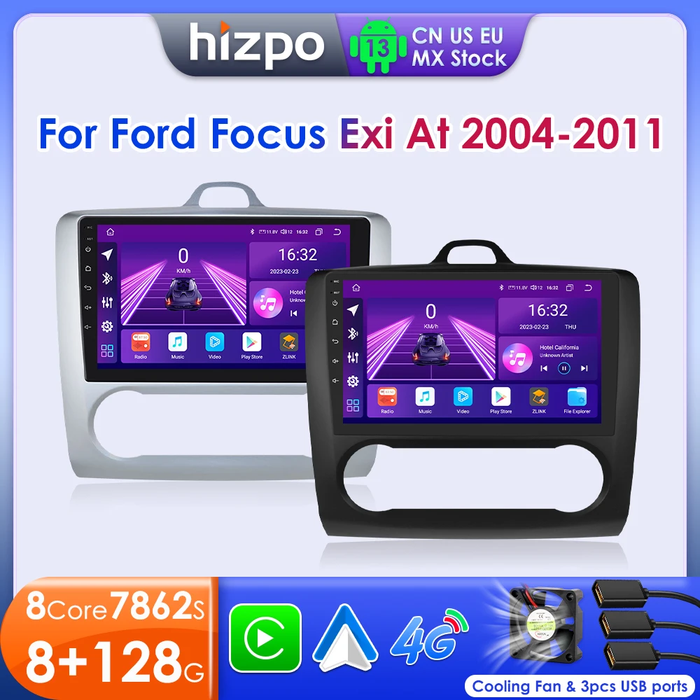 Hizpo CarPlay Car Radio For Ford Focus 2 Mk2 2004-2008 2009 2010 2011 Android Auto Multimedia Player GPS 2din Autoradio RDS 7862