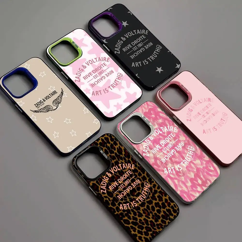 Coque de téléphone tendance Z-Zadig et V-Voltaires pour iPhone 17 Air 16 15 14 13 12 11 Pro Max – Housse rigide colorée