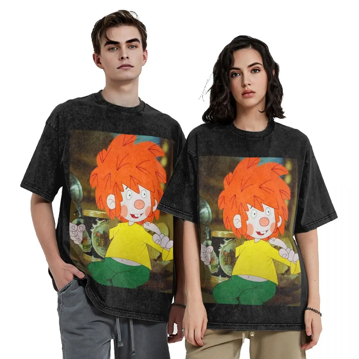 

Pumuckl 15, футболки с короткими рукавами в стиле хип-хоп, потертые топы, футболки, уличная футболка, винтажная футболка для мужчин и женщин