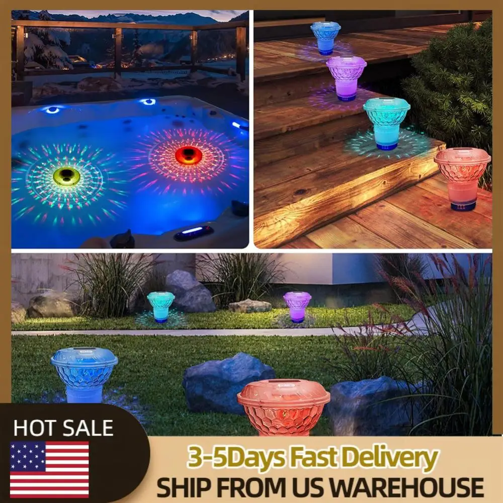 

Solar Powered Floating Pool Chlorine Dispenser with Colorful Lights Adjustable Release Chlorinator Chlorine Tablet Floater