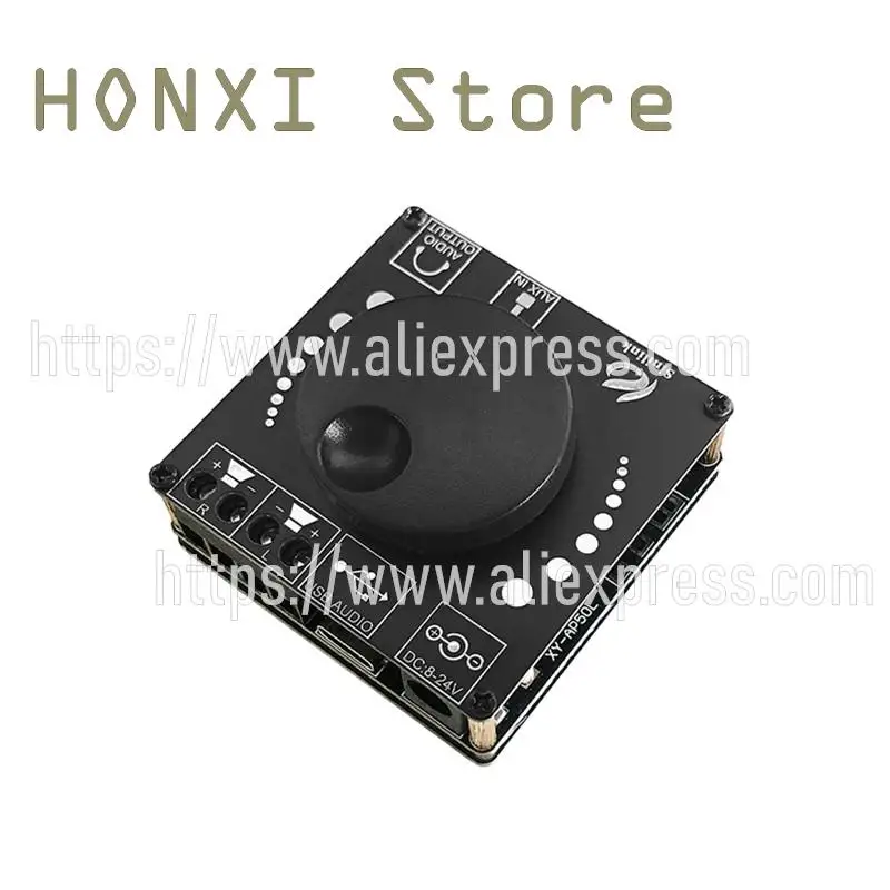 1PCS 50 wx2 stereo bluetooth digital power amplifier board 12 v / 24 v2. 0 double track knob switch to adjust the volume APP