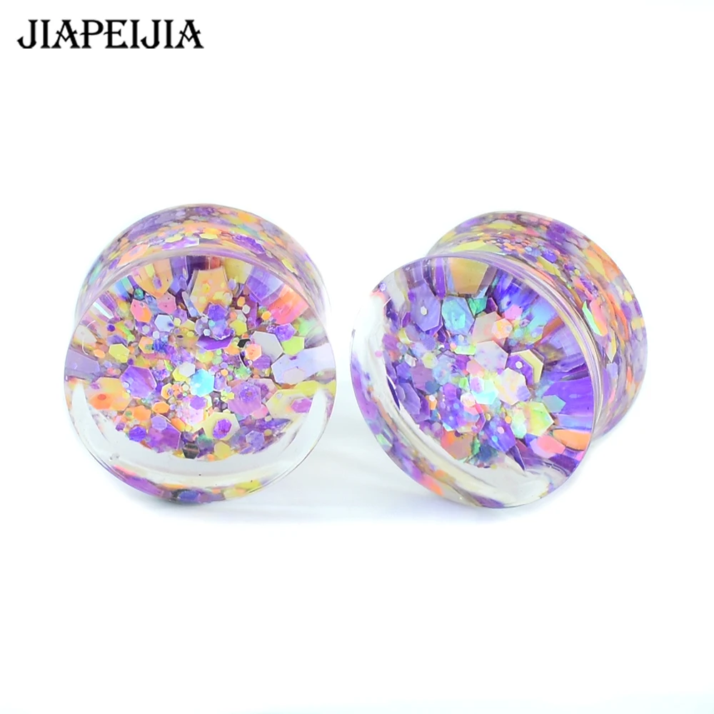 6-50mm Colorful Shining Ear Gauges Tunnels Plugs Ear Expander Stretching Body Piercing Jewelry