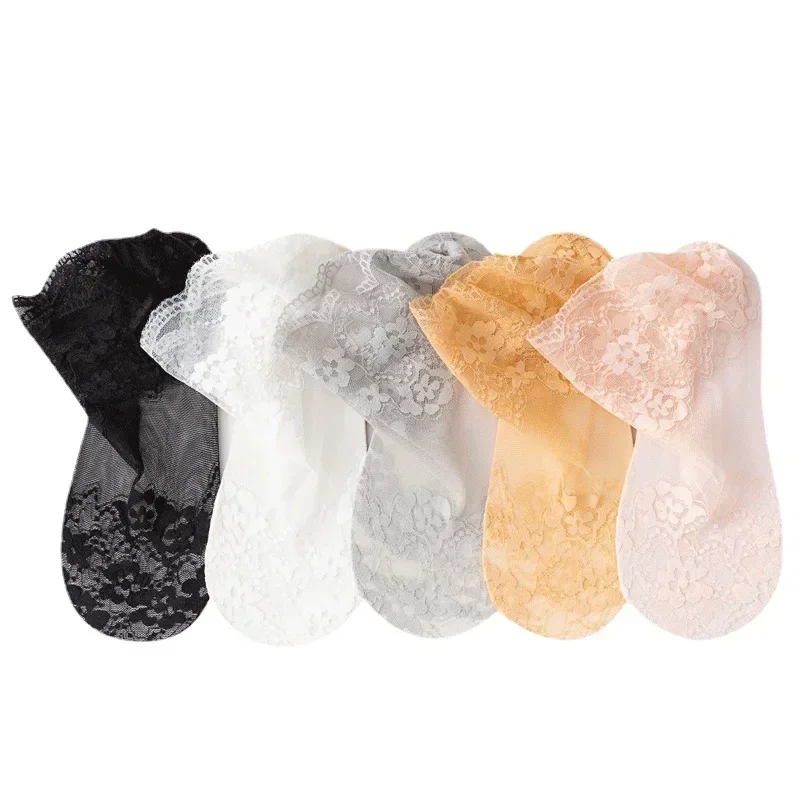 جوارب دانتيل رقيقة مزهرة للنساء ، Sheers ، Sheers ، Tulle ، شفافة ، السيدات ، الأبيض ، الأسود ، الصيف ، 5 أزواج