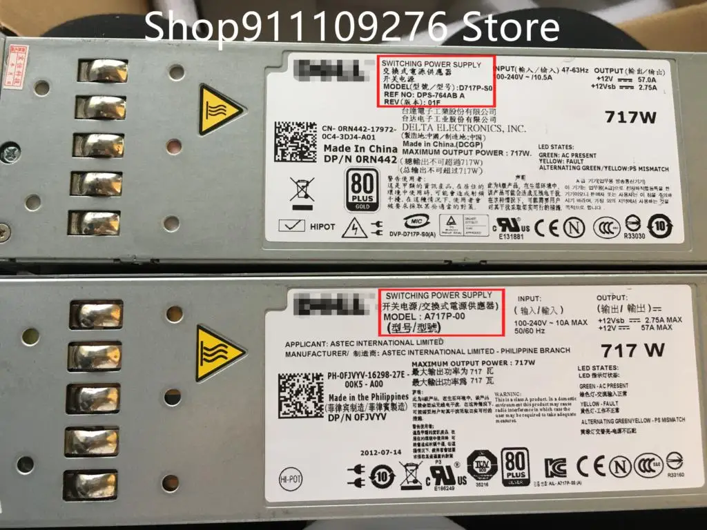 

Original Disassemble PSU for DELL R610 MAX 717W server redundant power supply D717P-S0 A717P-00