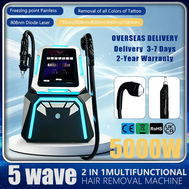 Professional 5000W Salon Beauty Equipment Genuine Sapphire Cooling Hair Removal System For Body Skin Care Salon Home Use
