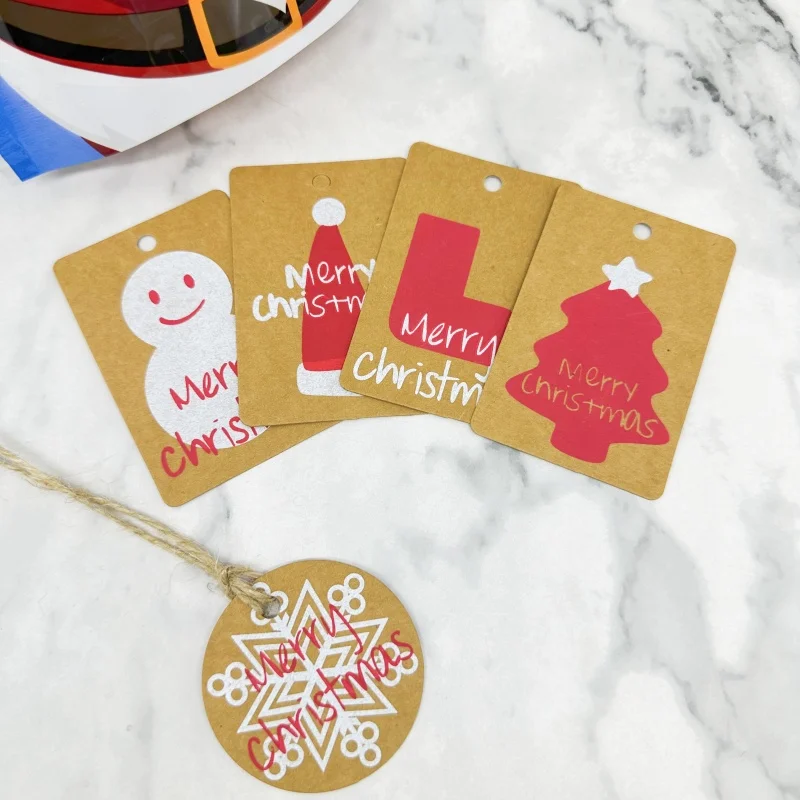 Christmas Kraft Paper Tags Boots Christmas Tree Snowman Gift Tag with String New Year Xmas Party Present Wrap Label Package