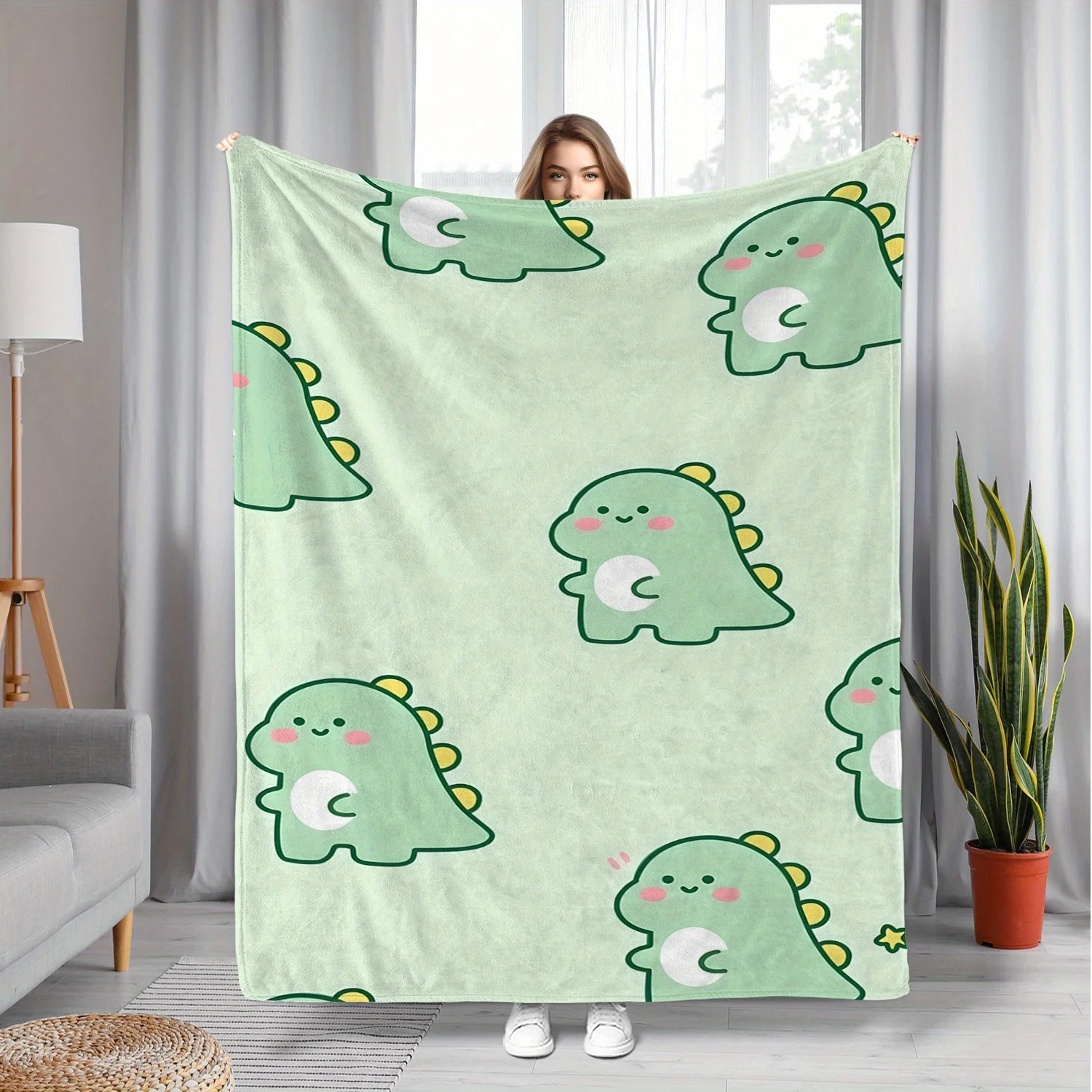 Cute Pet Dinosaur Pattern Blanket Multiple Sizes Different Options Snuggle Together Watching Movies Create Your Own Soft Memorie