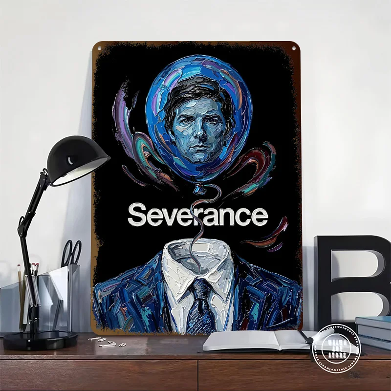 Severance TV Show Poster Retro 3D Printed Metal Signs Customized Wall Hanging Gift for Home and Decoration Room House Decor Art