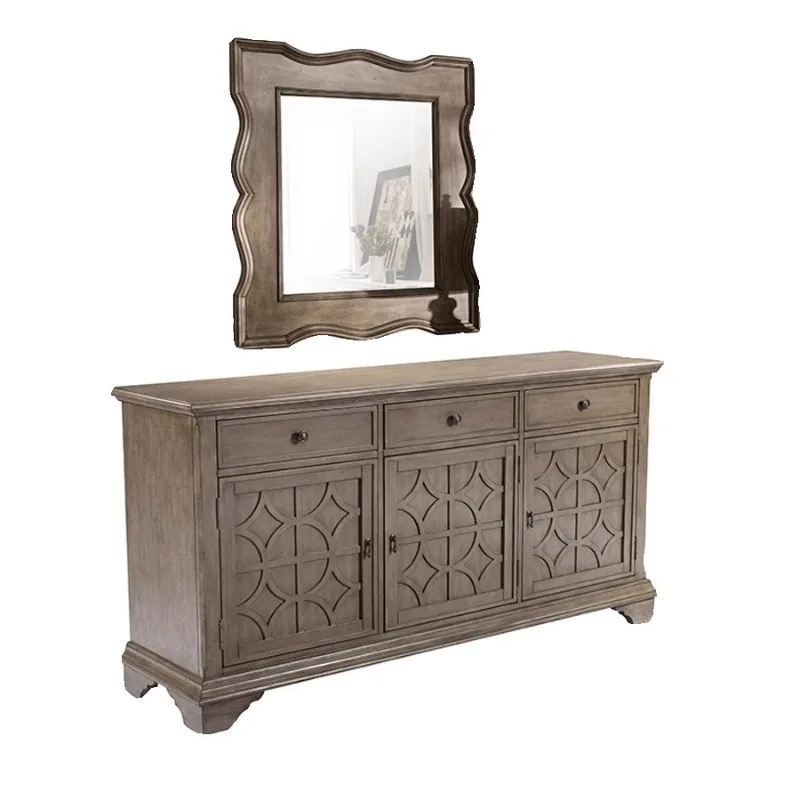 Entrance locker retro multi-functional side cabinet simple old carving