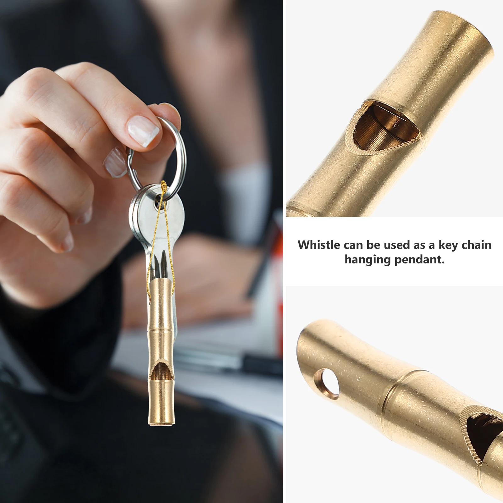 

2pcs Bamboo Joint Whistle Mini Brass Pendant For Outdoor Survival Sports Referee Keychain Portable Emergency Camping Hiking