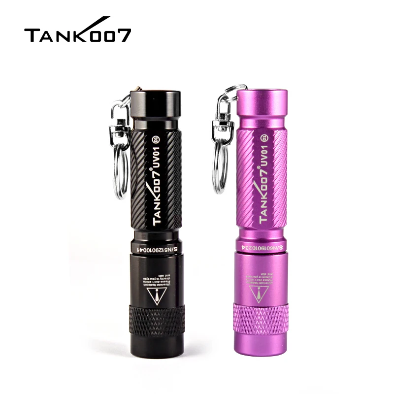 TANK007 black UV01 365nm UV Flashlight 1W LED Portable Mini Keychain AAA Battery Blacklight Torch Waterproof Ultraviolet Lamp