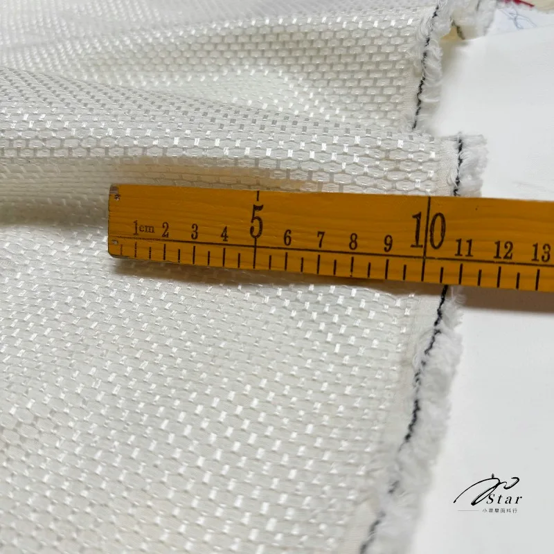 32mm White Plaid Silk Rayon Jacquard Fabric Suit Jacket Silk Satin Fabric Spring view 5