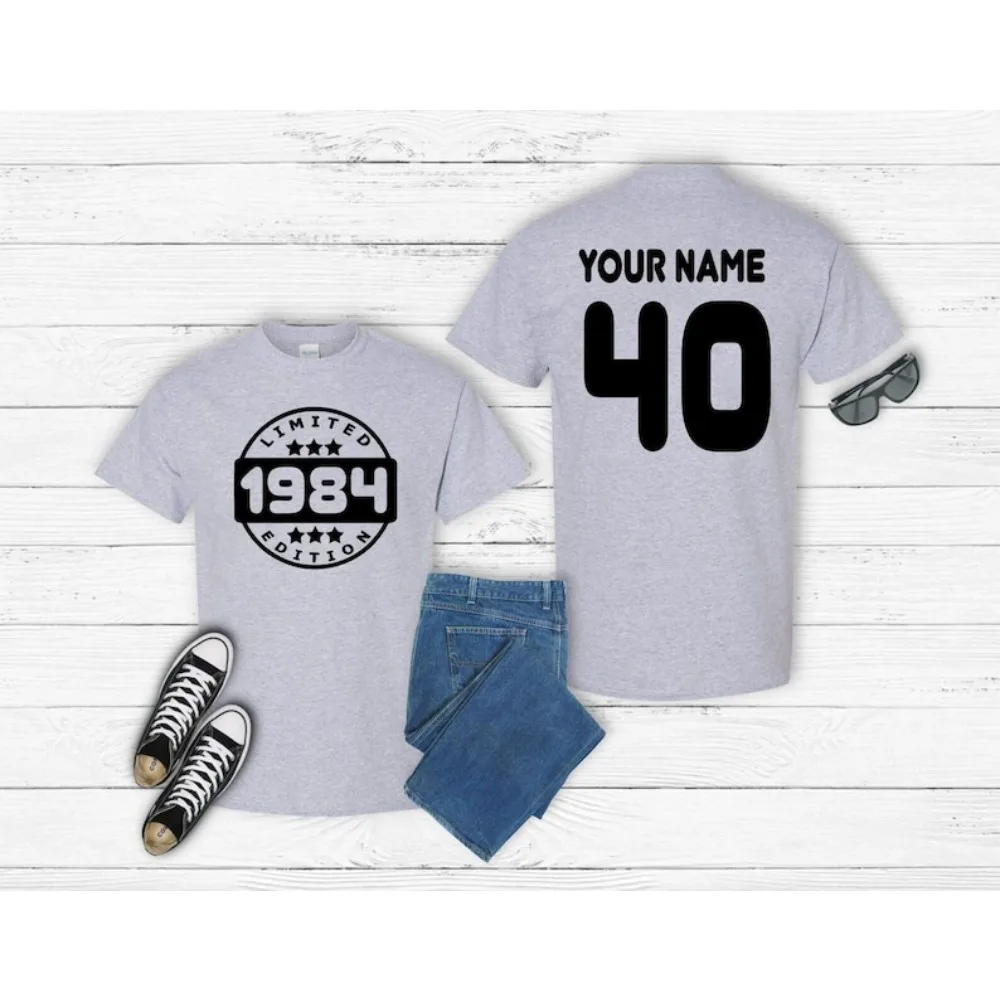 Personalised 1984 Limited Edition T-Shirt 40th Birthday Tshirt Custom Name Number 40 Celebration Gift Men Women  Youth Top