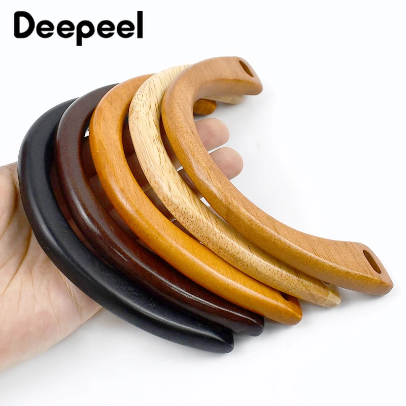

2Pcs 15cm Solid Wooden Bag Handle for Woven-Bag Handbag Purse Frame DIY Handmade Closure Sewing Brackets Bags Accessories