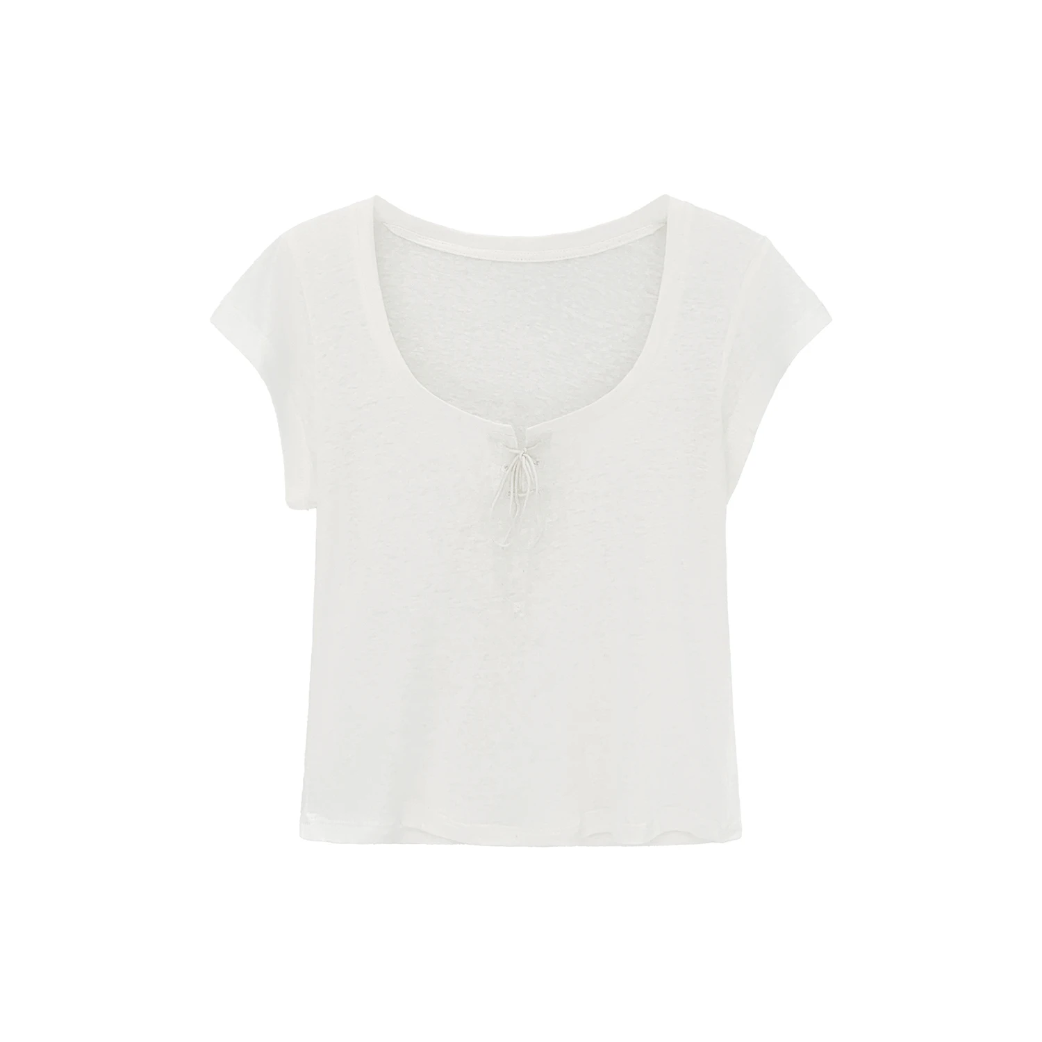 Camiseta de Verano para Mujer, Nueva, Blanca, con Cuello en U, Diseño Delgado, Capa Base Simple, Ropa Interior, Estilo Puro y Atractivo