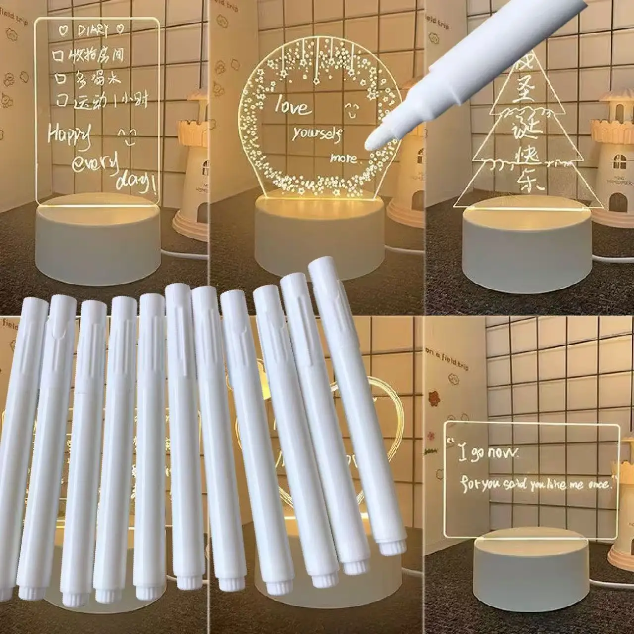 12Pcs White Liquid Chalk Markers Dust-Free Washable Erasable Pens for Blackboard Glass Window Office Classroom Teacher Supplies