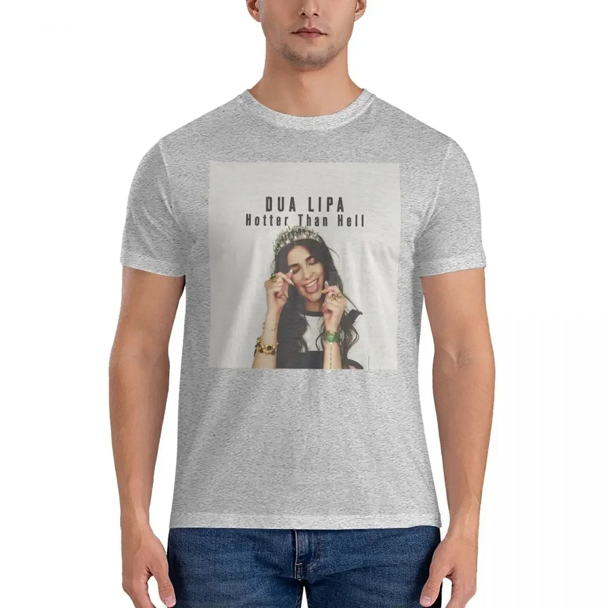 D-Dua Lipa Singer Cotton Clothes Fashion Short Sleeve Round Neck Tee Shirt Printed T-Shirt Men Hotter Than Hell Music T Shirt