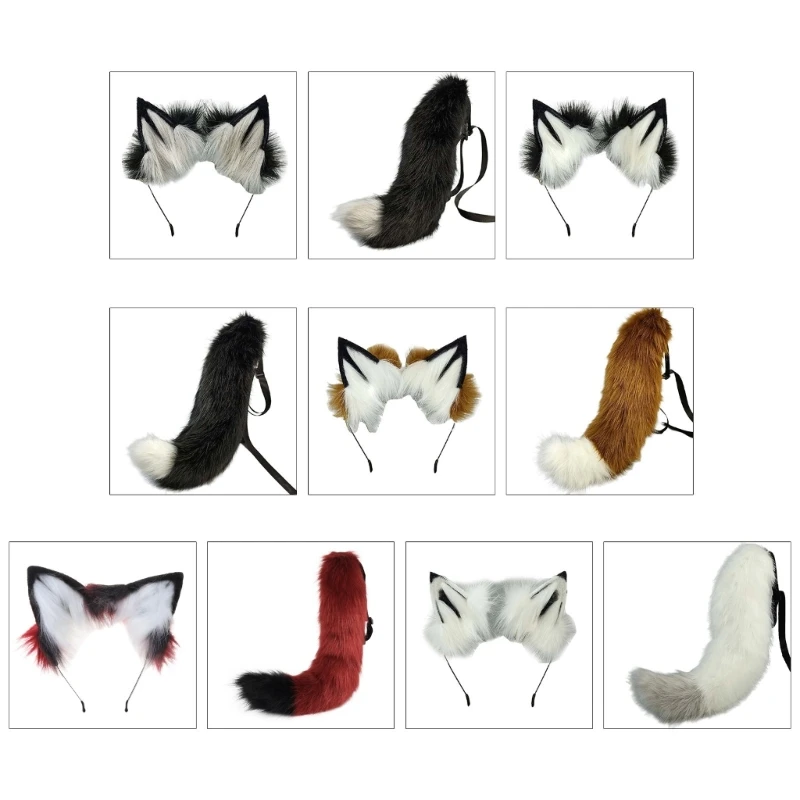 

Anime Wolf Tail Cosplay Prop Plush Headband Halloween Party Gift Large Wolf Tail Cosplay Costume Accessories for DropShipping