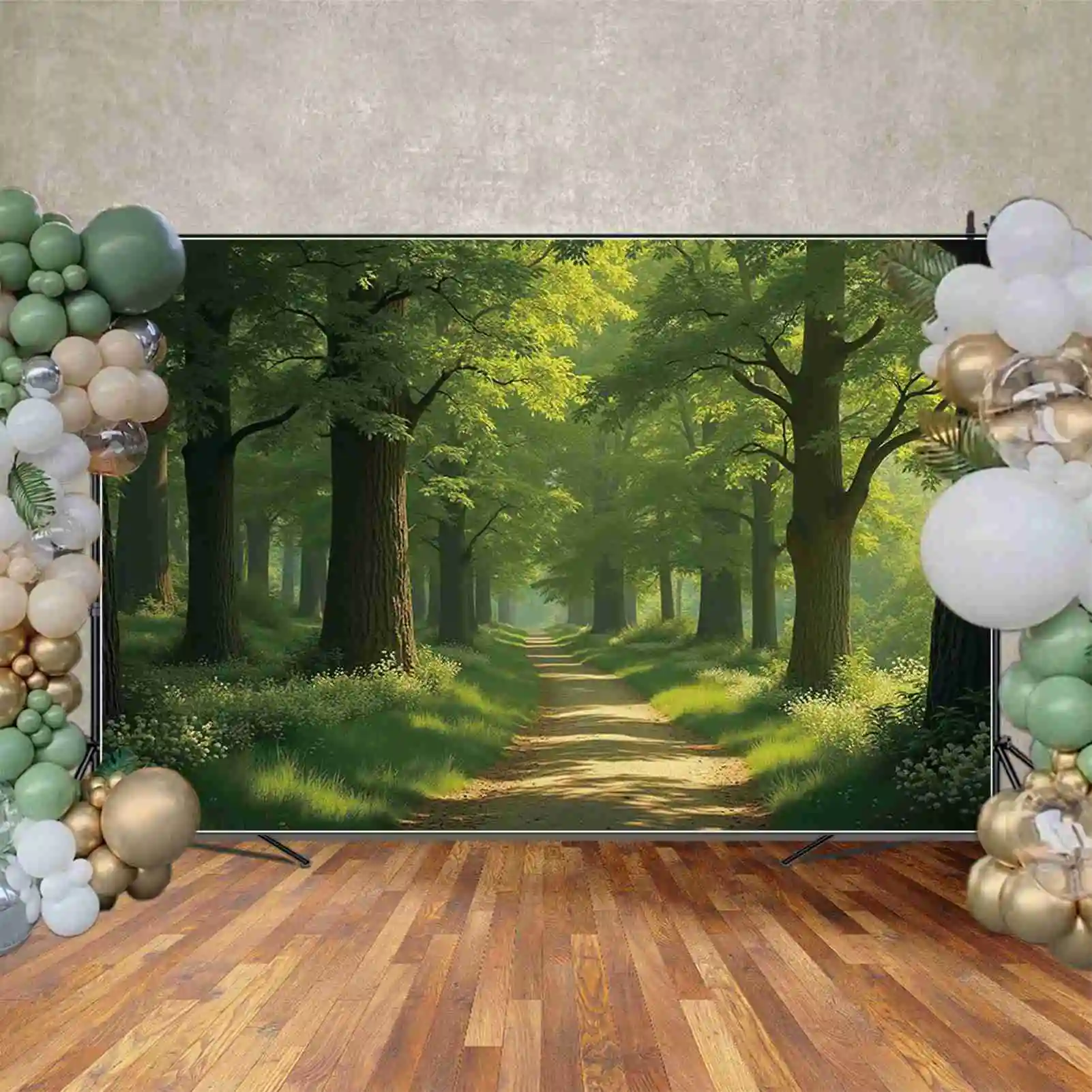 MOON.QG Nature Scenery Green Forest Photography Backdrop Shade Flowers Oak Trees Photocall Background Baby Studio Photobooth