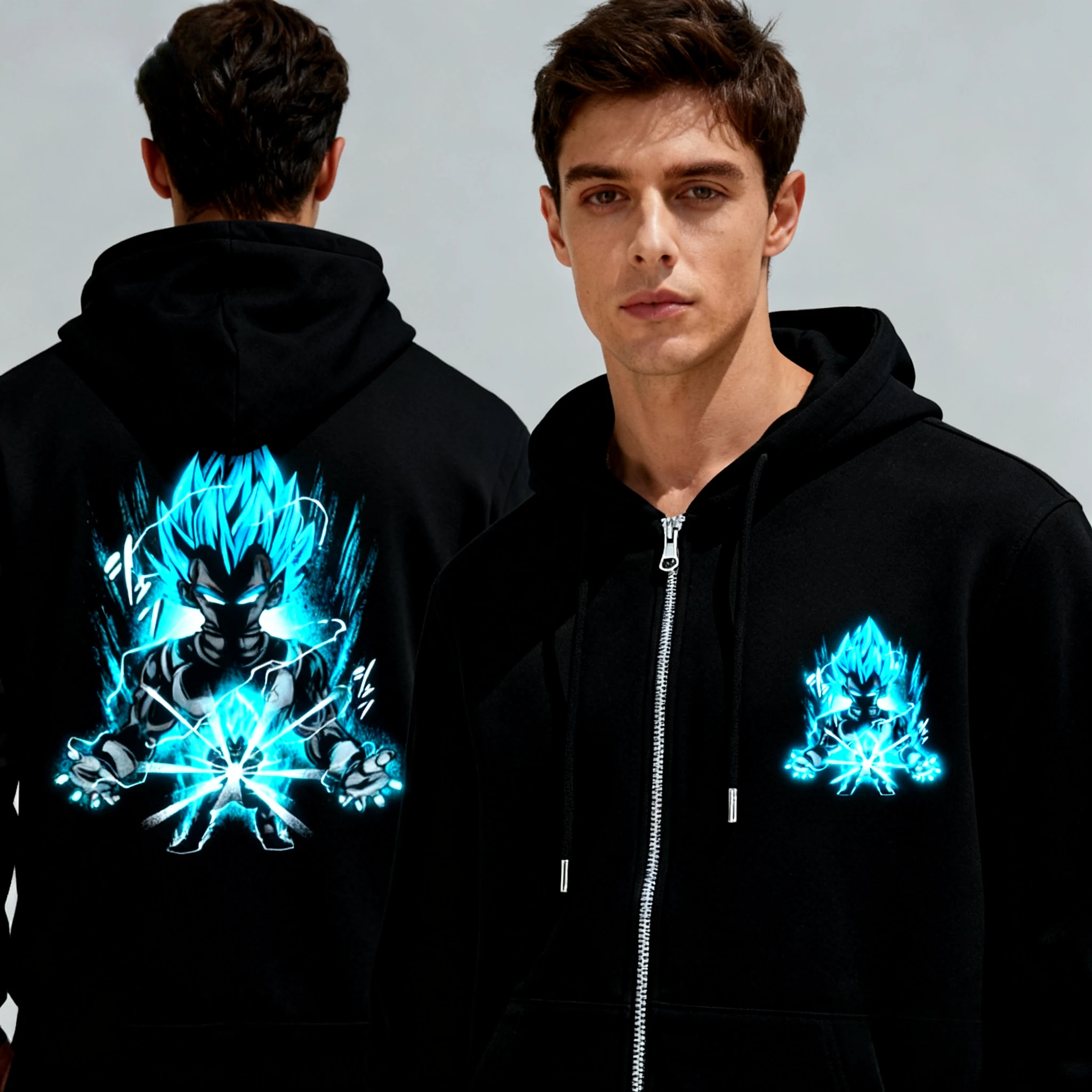 Dragon Ball Unisex Zip Hoodie Zakontwerp Losvallende winddichte slijtage voor casual uitje Bergbeklimmen Kampeeractiviteiten