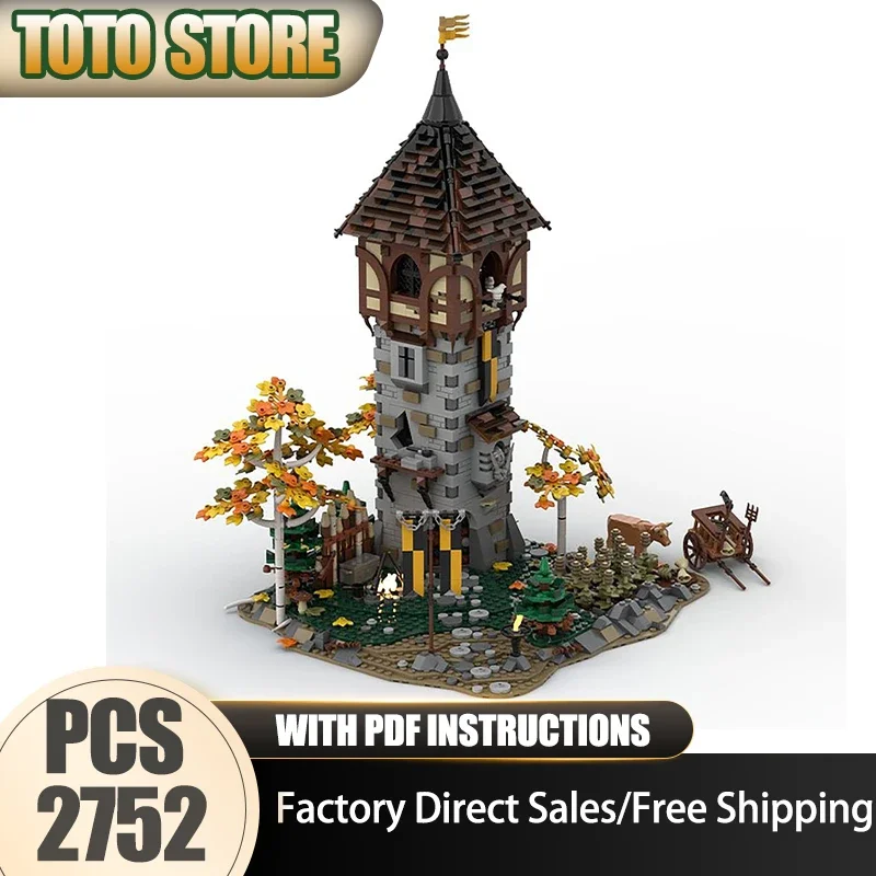 Moc Building Blocks The Crows Nest - Medieval Message Tower Model Technology Medieval Castle Model Gift DIY Assembly Holiday Toy