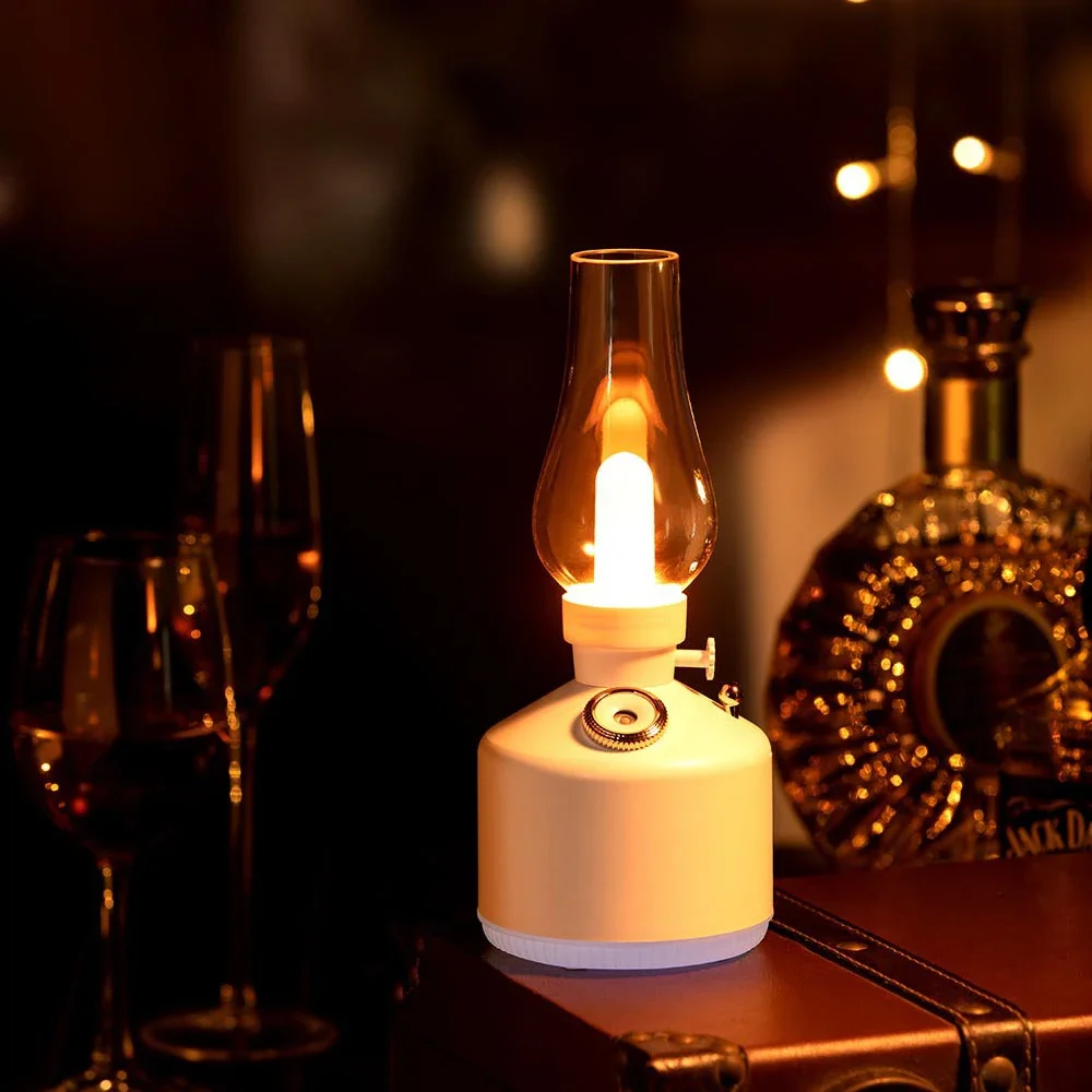 Humidificador de aire con lámpara Retro, difusor de Aroma inalámbrico, recargable por USB, luces de 7 colores, vapor fresco para regalo de Navidad