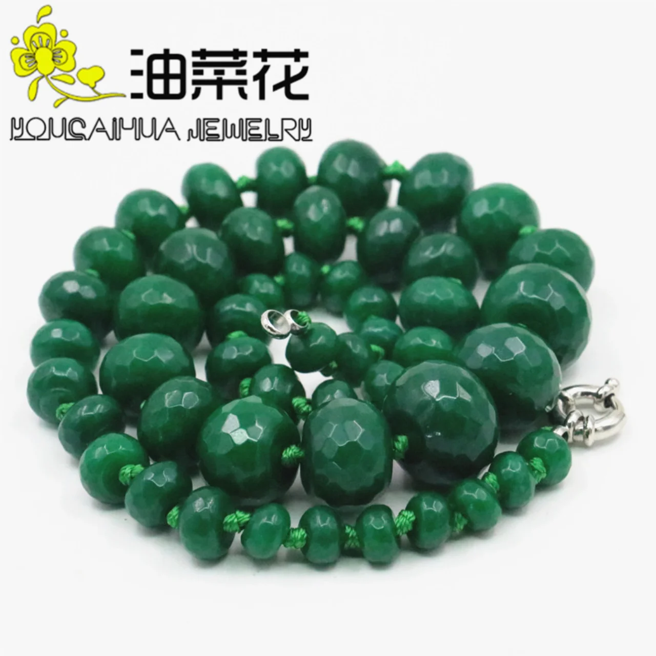 

2023 8-20mm Faceted Natural Green Jade Chalcedony Beads Necklace Women Natural Stone DIY Jewelry Making Design Christmas Gifts