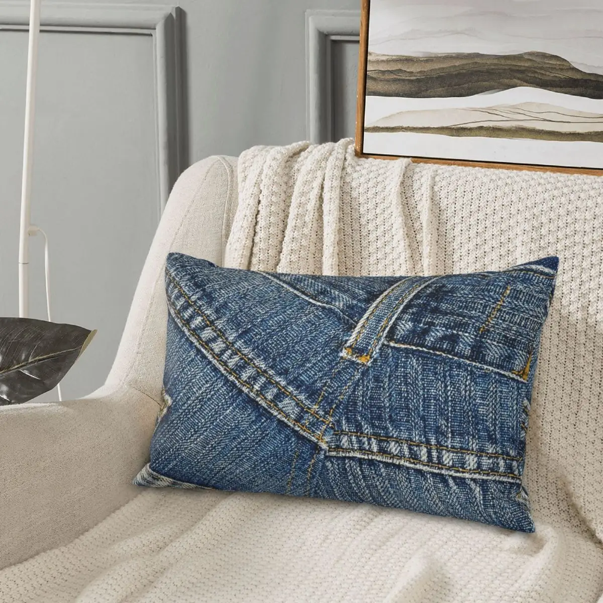 Behind Pants I Love Bluejeans Denim Rectangle Pillowcase Cushion Cover Decorative Bedroom Bed Home Comfort Throw Pillow