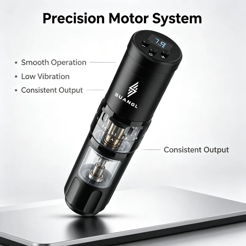 SUANGL Adjustable Tattoo Pen Set for Permanent Makeup Machine Kit 10 Needles Gun Supplies Beginners Artists Body Art Tools
