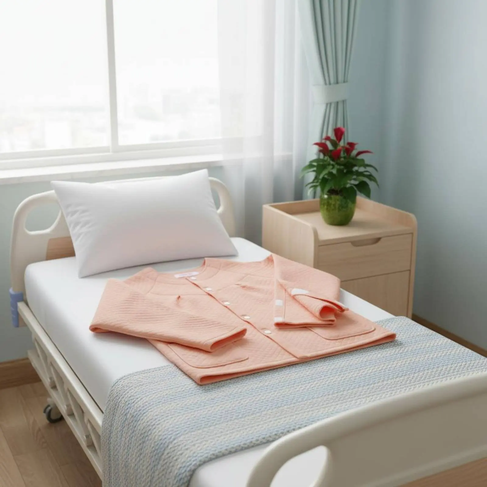 

Easy Dressing Patient Suit Elastic Waistband Post Surgery Recovery Clothing Side Accessible Pajama Set Hidden Zippers