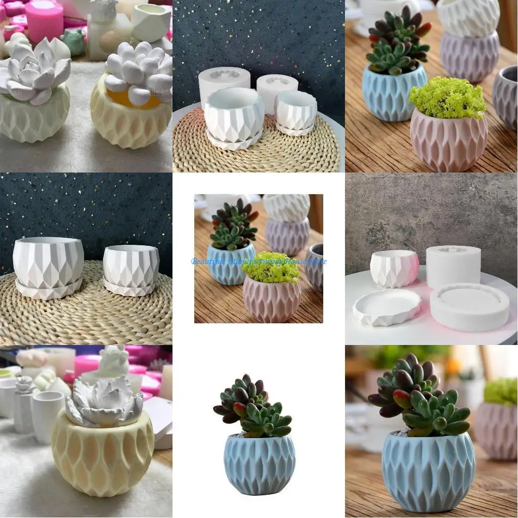 

E56A Flower Pot Silicone Molds for Make Plant Flowerpots Tear Resistance