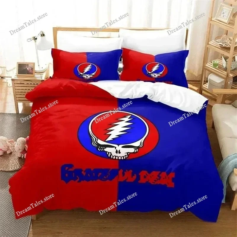 Exquisite 3D Skull Grateful Dead Wallpaper Print Bedding Set Duvet Cover Comforter Bed Youth Kids Girls Boys Gift