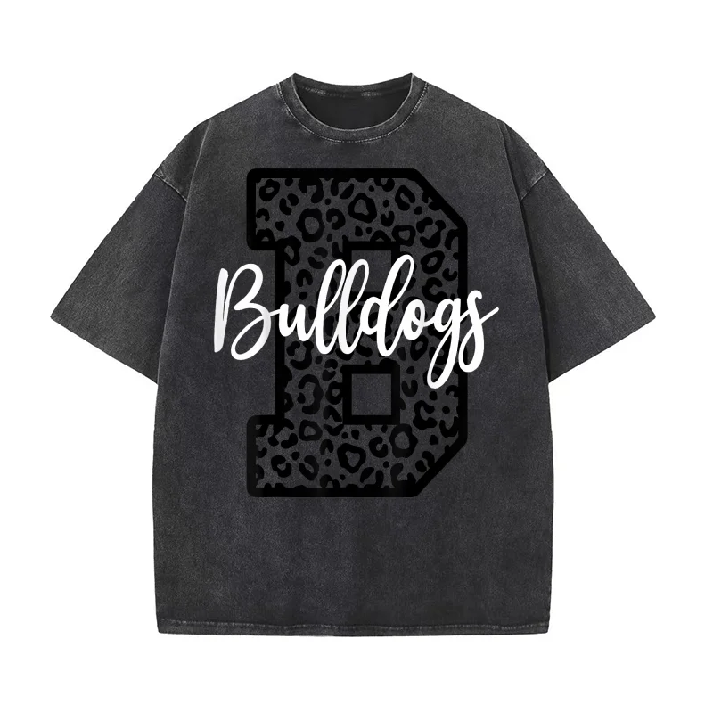 

Bulldogs School Spirit Mascot Leopard Cheer Fan Game Day T-shirt Men's Tee Shirt Short Sleeve Male Clothes Fashion