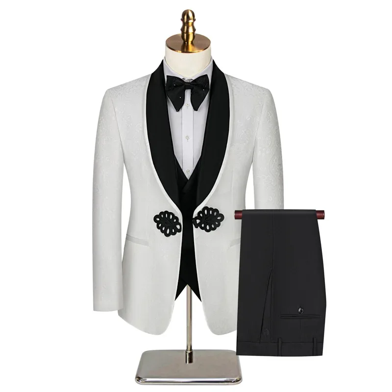 Men's Three-piece Wedding Tuxedo (Jacket + Vest + Pants) Fashion Show Concert Groom Engagement Cocktail Summer Party Men's Suit